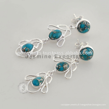 Designer Blue Turquoise Sterling Silver King And Queen Engagement Jewelry for Wholesale